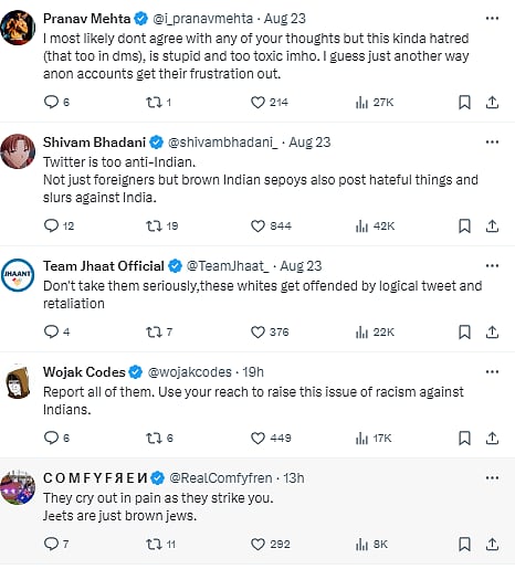 Screengrab of the comments on Sharma's post